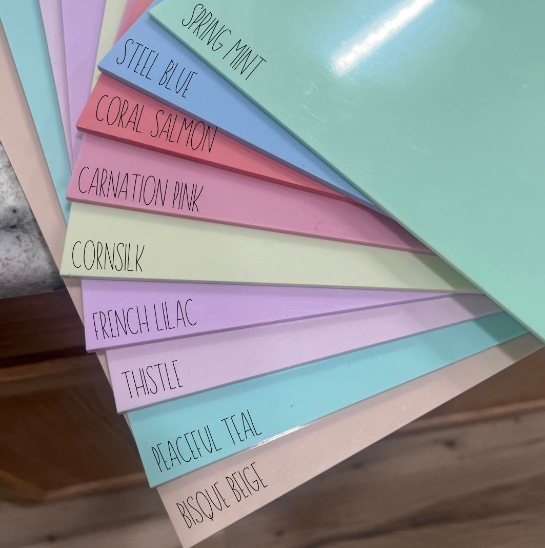 Pastel CARNATION PINK - Printed Acrylic Blanks (Numerous Styles)