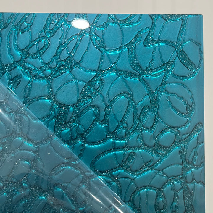 Dark Cyan Crackle - Printed Acrylic Blanks (Numerous Styles)