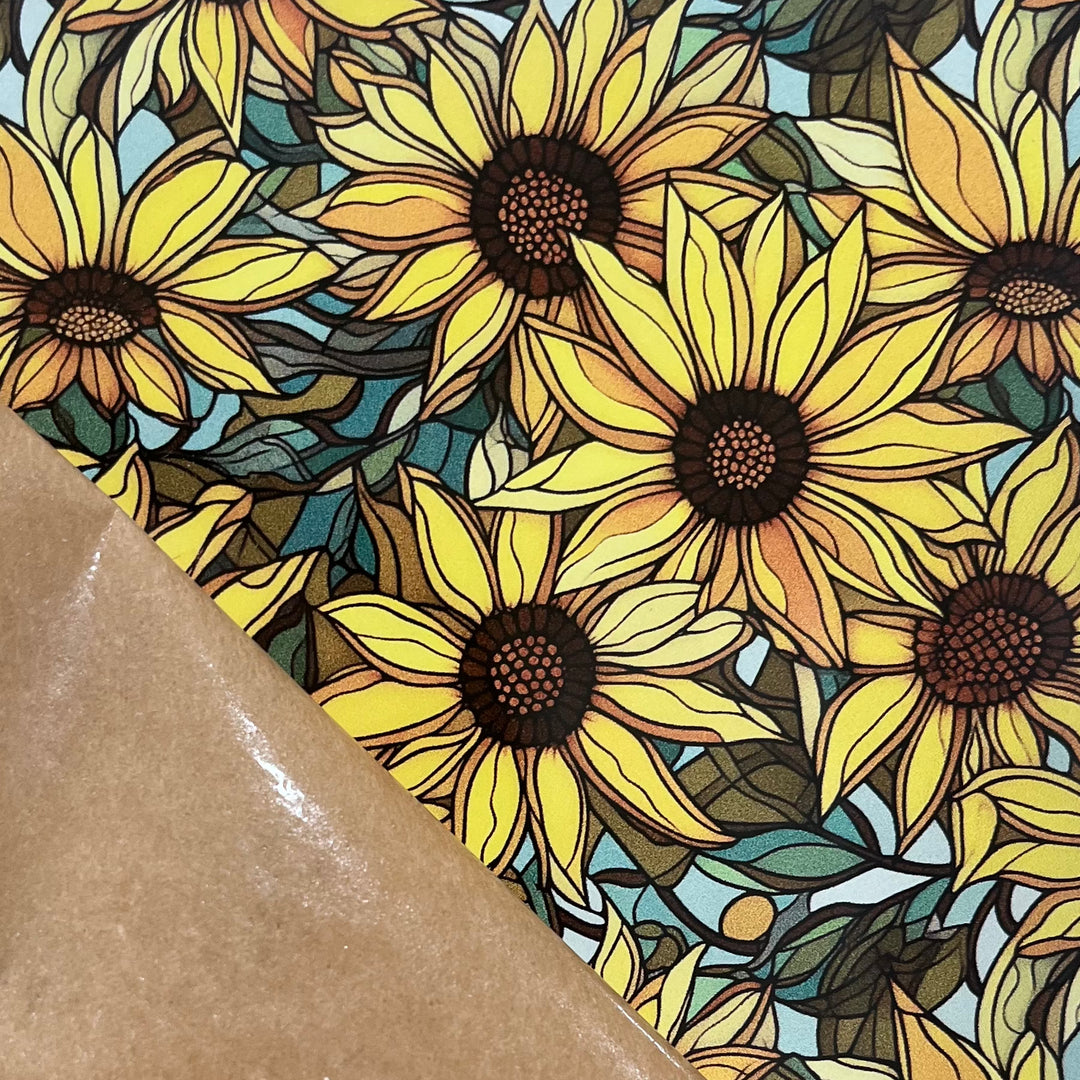 Stain Glass Sunflowers on Clear - Printed Acrylic Blanks (Numerous Styles)